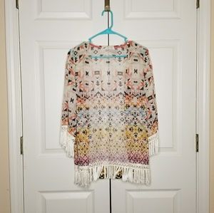 Sheer fringed kimono